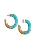 Lucky Brand Turkish Riviera Goldtone Colorblock Hoop Earrings