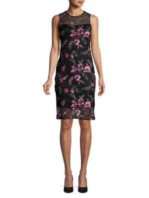 Calvin Klein Petite Rose Mesh Sheath Dress