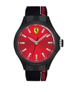 Ferrari Mens Scuderia Pit Crew Black And Red Silicone Strap Watch