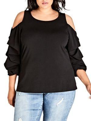 City Chic Plus Parisa Cold-shoulder Top