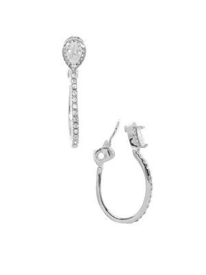 Anne Klein Crystal Pave Hoop Earrings