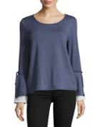 Design Lab Lord & Taylor Heathered Bell Sleeve Top