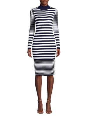 Michael Michael Kors Striped Mockneck Bodycon Dress