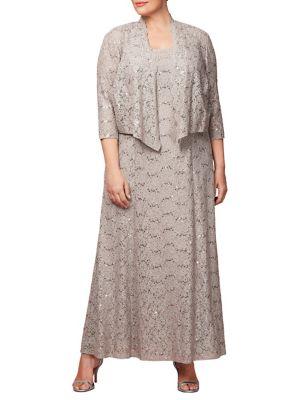 Alex Evenings Plus Two-piece Sequined Dress And Jacket
