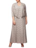 Alex Evenings Plus Two-piece Sequined Dress And Jacket