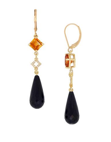 Lord & Taylor Onyx, Citrine And 14k Yellow Gold Drop Earrings