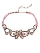 Design Lab Lord & Taylor Crystal And Leather Flower Choker Necklace