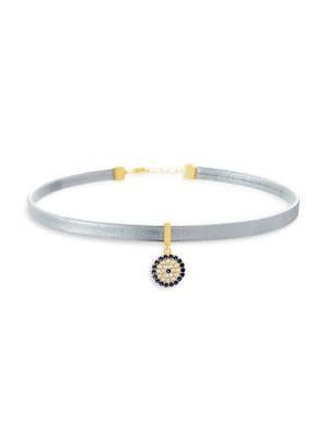 Lord & Taylor Crystal Evil Eye Choker Necklace