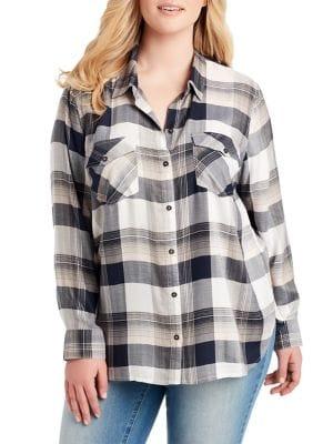Jessica Simpson Plus Petunia Plaid Button-down Shirt