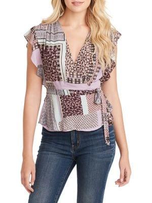 Jessica Simpson Paisley Ruffle Wrap Top