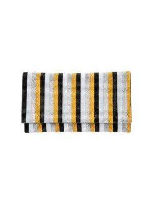 Nina Izara Striped Beaded Clutch