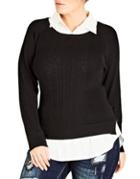 City Chic Plus Cable Knit Sweater