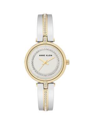 Anne Klein Two-tone Swarovski Crystal Bangle Watch