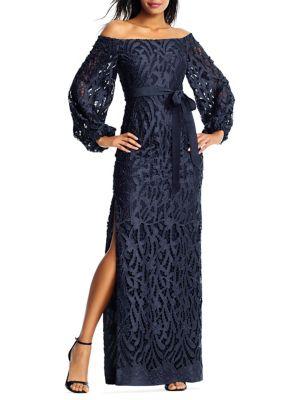 Aidan By Aidan Mattox Lace Floor-length Gown