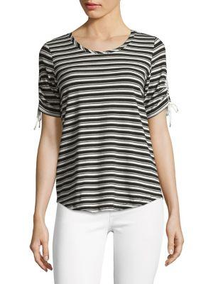 Jones New York Striped Short Sleeve Top