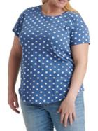 Lucky Brand Plus Plus Crewneck Polka-dot Tee