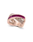 Effy Amore Diamonds, Ruby And 14k Rose Gold Ring