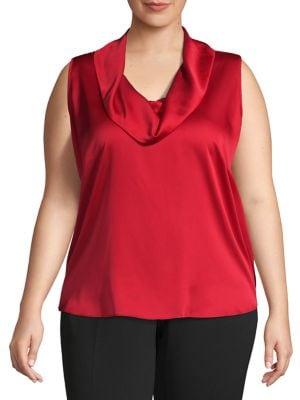 Calvin Klein Plus Cowlneck Satin Top
