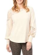 Democracy Lace-inset Ribbed Knit Top