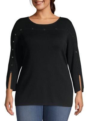 Nic+zoe Plus Plus Three-quarter Studded Top