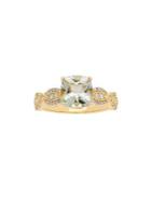 Lord & Taylor Diamond, Green Amethyst And 14k Yellow Gold Ring