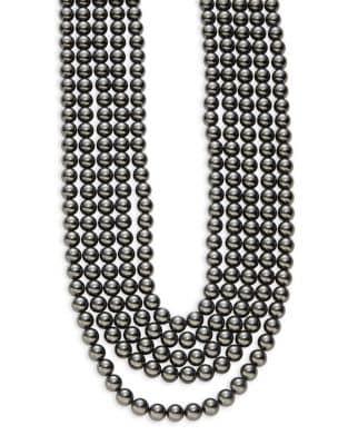 Oscar De La Renta Multi-row Faux Black Pearl Necklace