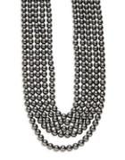 Oscar De La Renta Multi-row Faux Black Pearl Necklace
