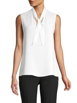 Kasper Tie-neck Sleeveless Top