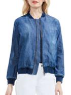 Two By Vince Camuto Washed Denim Bomber Jacket