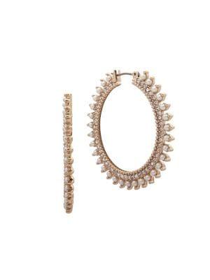Marchesa Goldtone, Faux Pearl And Crystal Hoop Earrings