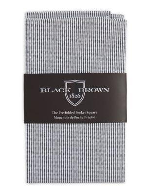 Black Brown Sirman Stripe Pre-folded Pocket Square