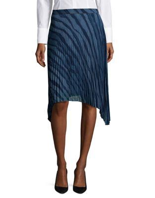Halston Striped Pleated Skirt