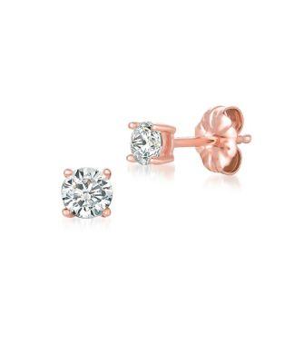 Crislu Classic Crystal And Sterling Silver Solitaire Brilliant Stud Earrings