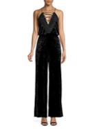 Wayf Velvet Lace-up Jumpsuit