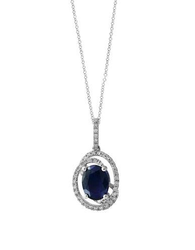 Bh Multi Color Corp. Diamonds, Sapphire And 14k White Gold Pendant Necklace
