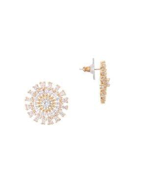 Nina Goldplated And Cubic Zirconia Geo Flower Stud Earrings