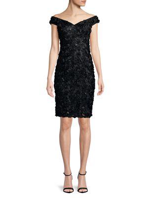 Aidan By Aidan Mattox Textured Floral Sheath Dress