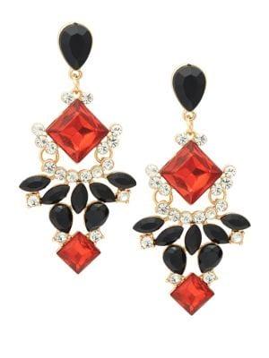 Design Lab Goldtone And Glass Stone Chandelier Drop Earrings