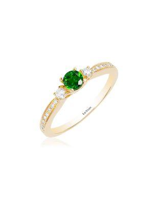 Le Vian White Diamond, Chrome Diopside And 14k Yellow Gold Ring, 0.16 Tcw