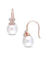Sonatina South Sea Cultured Pearl, Diamond And 14k Rose Gold Floral Earrings