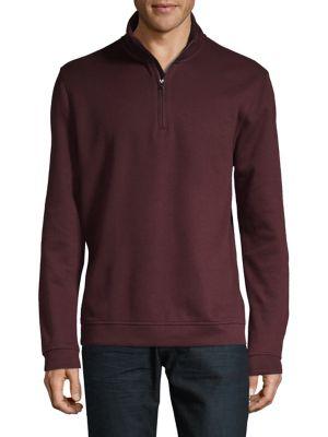 Black Brown Quarter-zip Cotton-blend Sweater