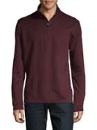 Black Brown Quarter-zip Cotton-blend Sweater