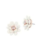 Betsey Johnson Flowers Crystal Button Stud Earrings