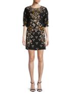 Laundry By Shelli Segal Three-quarter-sleeve Floral Crepe Dress