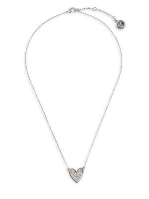 Vince Camuto Silvertone And Crystal Pave Heart Pendant