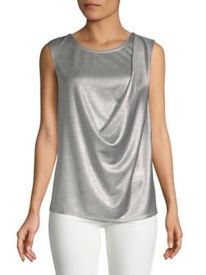 H Halston Sleeveless Draped Front Top
