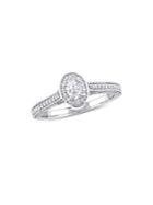 Sonatina 14k White Gold, 0.75 Tcw Oval & Round Diamond Raised Halo Engagement Ring