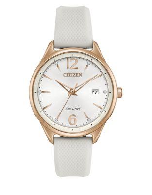 Citizen Eco-drive White Textured Silicone Strap Watch