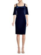 Alex Evenings Embellished Cold-shoulder Velvet Dress