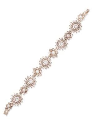 Marchesa Goldtone, Faux Pearl And Crystal Flex Bracelet